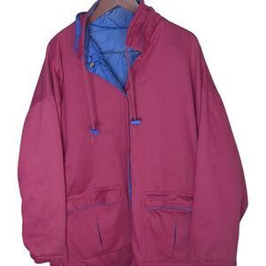 Vintage Reversible Pink Violet Fleece Windbreaker Oversized Mom Jacket 18 Street